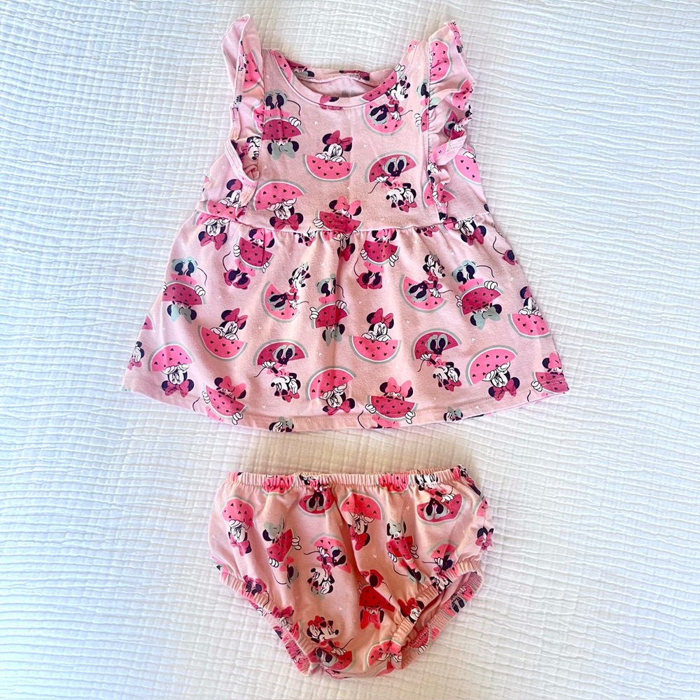 24M Disney x Jumping Beans Minnie Mouse Summer Dress & Bloomers EUC